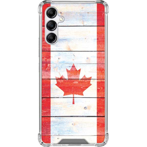 Canada Flag Light Wood Galaxy A14 5G Clear Case